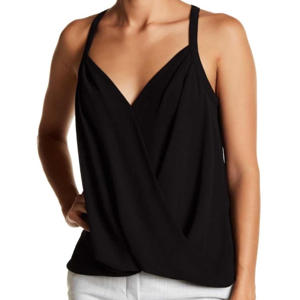 Draped Black Tank top Blouse